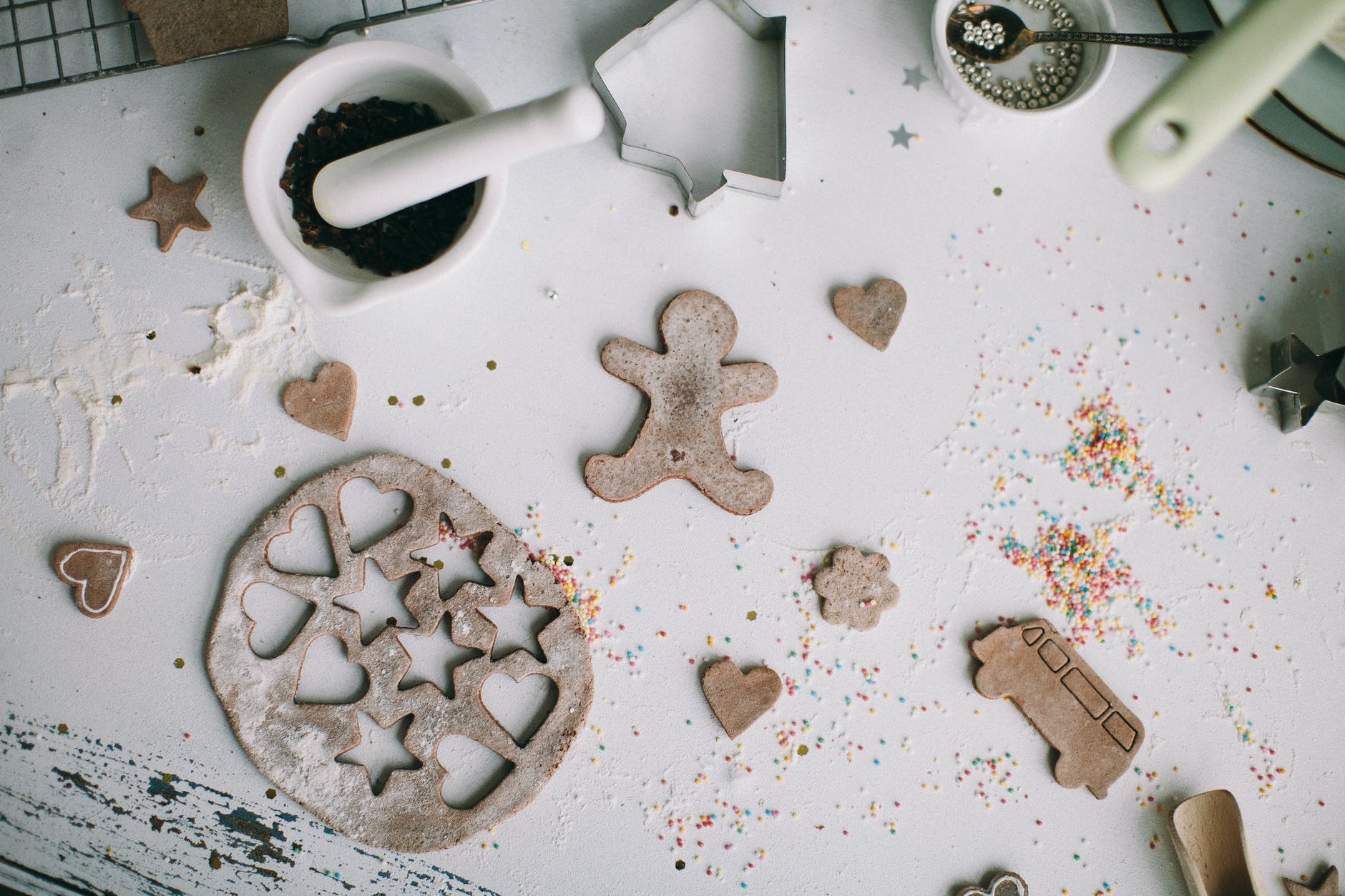 gingerbread cardboard decor on white surface